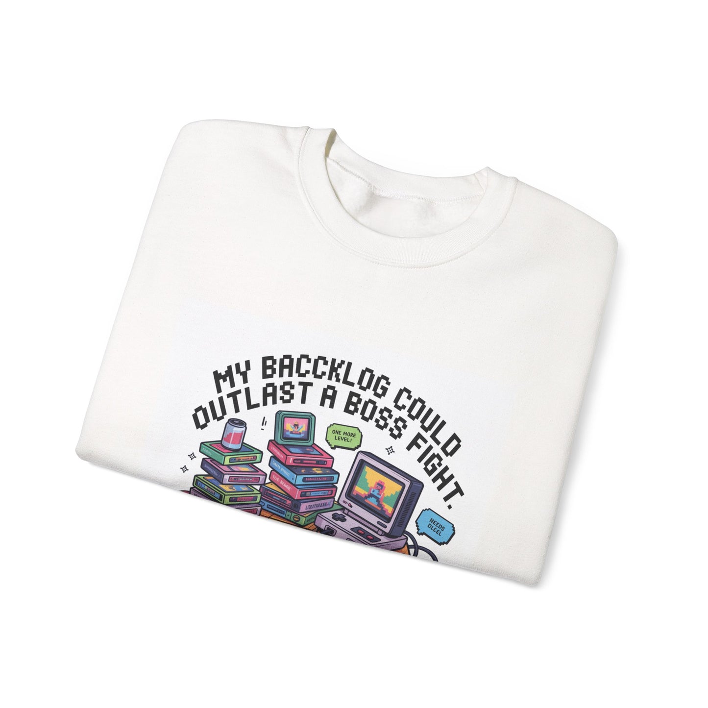 Crewneck Sweatshirt — "My Backlog Could Outlast a Boss Fight" Gamer Graphic