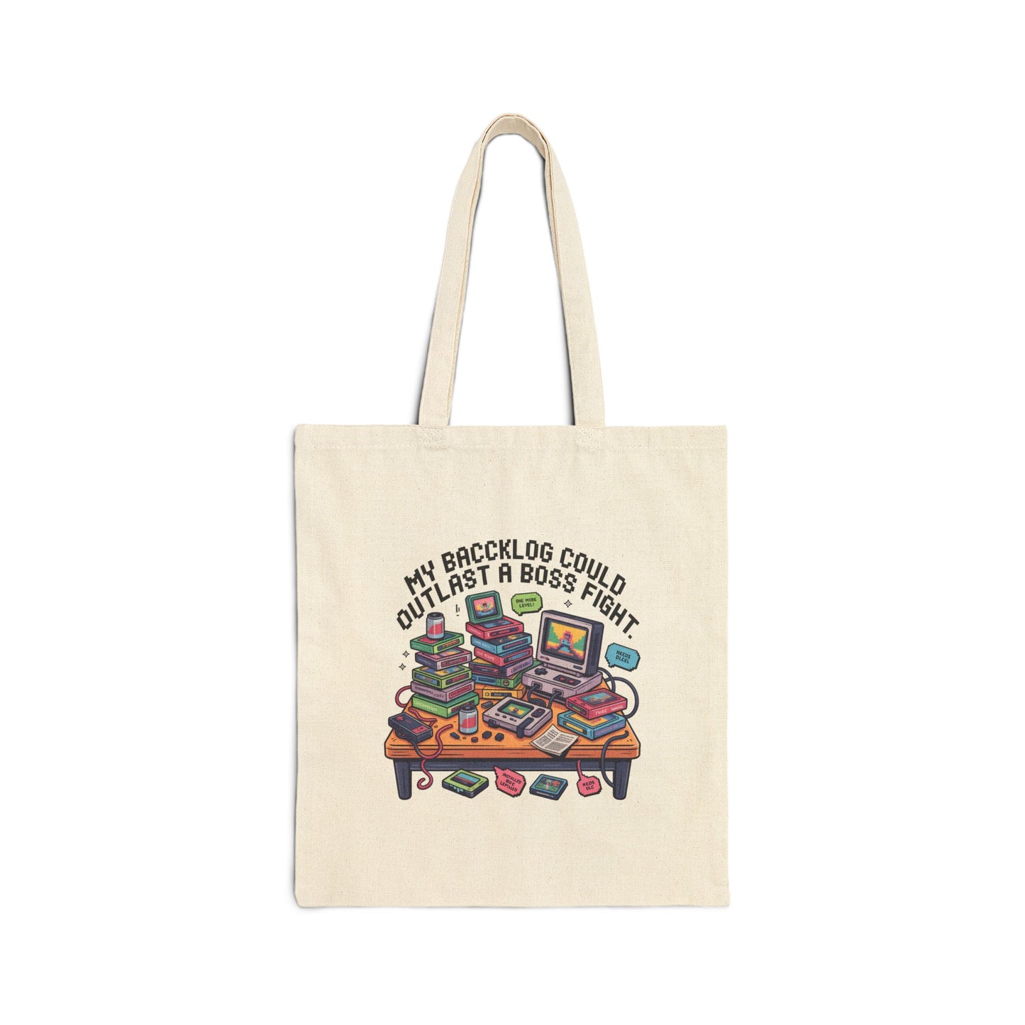 Tote Bag — "My Backlog Could Outlast a Boss Fight" Gamer Canvas Tote