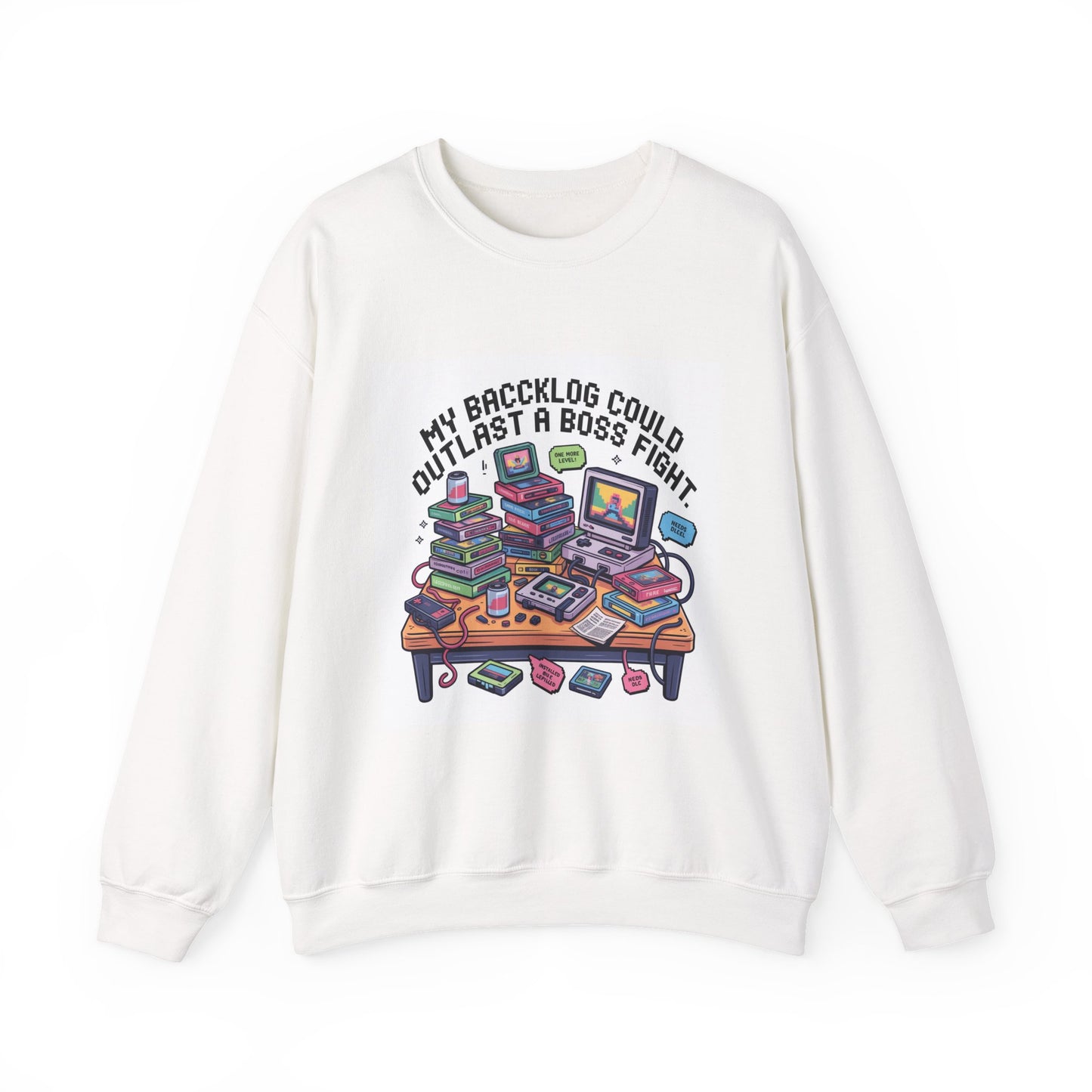 Crewneck Sweatshirt — "My Backlog Could Outlast a Boss Fight" Gamer Graphic